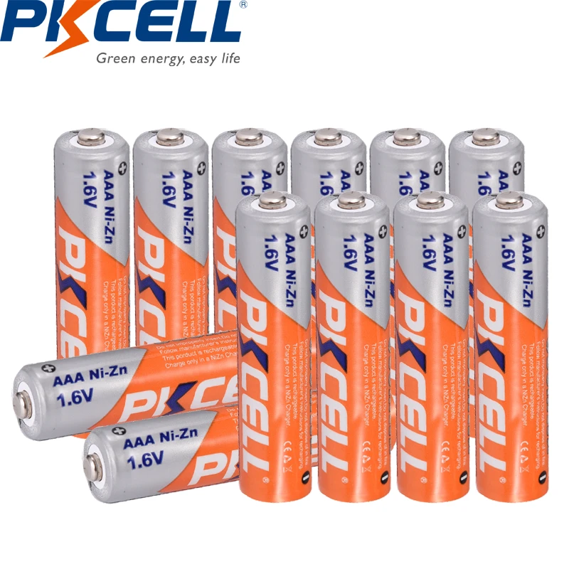12pcs Pkcell Aaa 1.6v 900mwh Nizn Aaa Rechargeable Battery Batteries