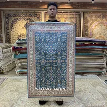 Yilong 2,5 'x4' ручной работы турецкие шелковые коврики синий традиционный домашний Nanyang ковер(HF181B