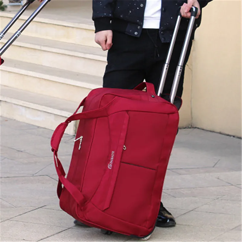 small red Чемодан на колесиках, сумка на колесиках, женские дорожные сумки, сумки на выходные, сумка унисекс, большая вместительность, дорожные сумки, чемодан с колесиками - Цвет: small red