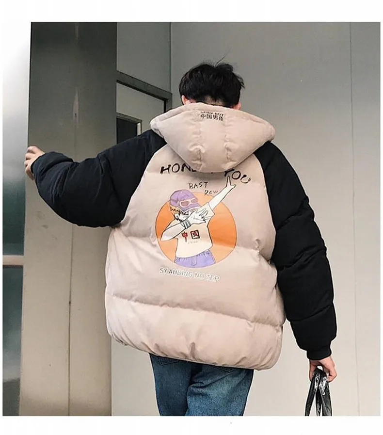 Популярный бренд, зимнее короткое мужское хлопковое пальто, BF Harajuku-стиль, для студентов, корейский стиль, хлопковая стеганая куртка, свободный толстый пуховик Coa