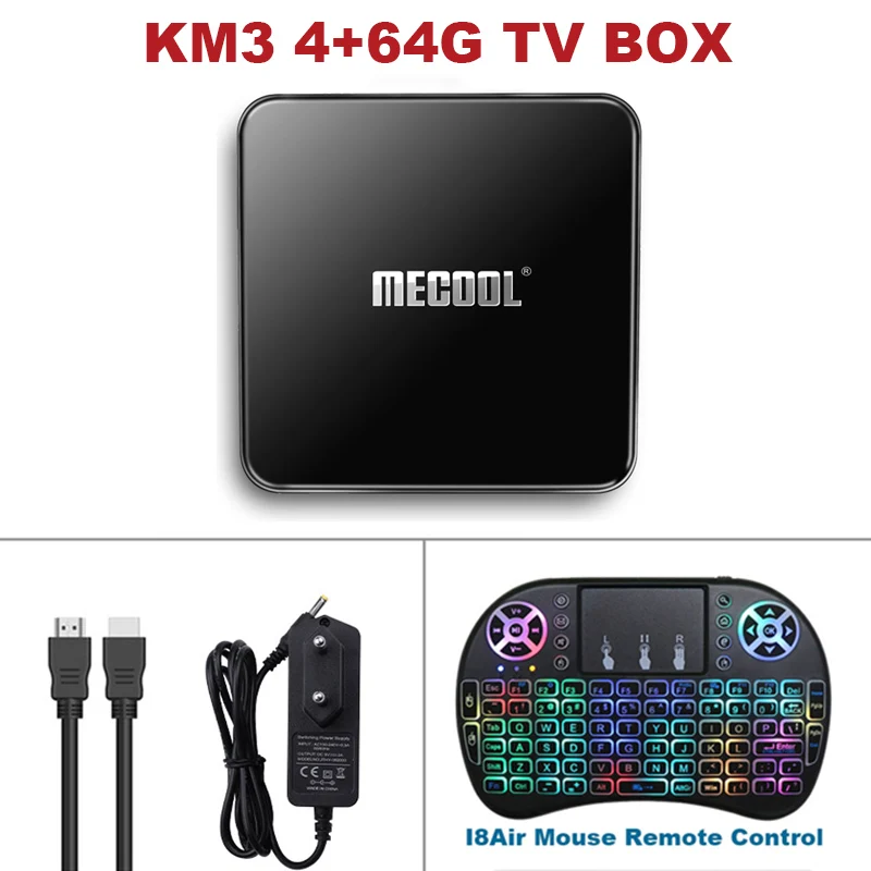 MECOOL KM3 Android 9,0 ТВ коробка 4 Гб DDR4 Оперативная память 64 Гб Встроенная память Google Сертифицированный Android ТВ коробка USB 3,0 set top tv Box 4 к HD медиа плеер - Цвет: tv box-i8 4-64G