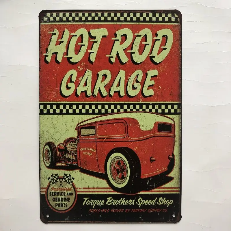 Hot Rod Garage вечерние декор из металла плакат олова пластины со знаками Винтаж стены Бар Кафе бар Кухня арт рекламная доска