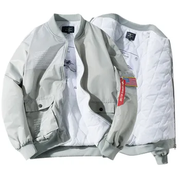 

Pilot jacket men's fashion embroidered patch designer Pilot jacket ribbon zipper pocket baseball uniform men's jacket