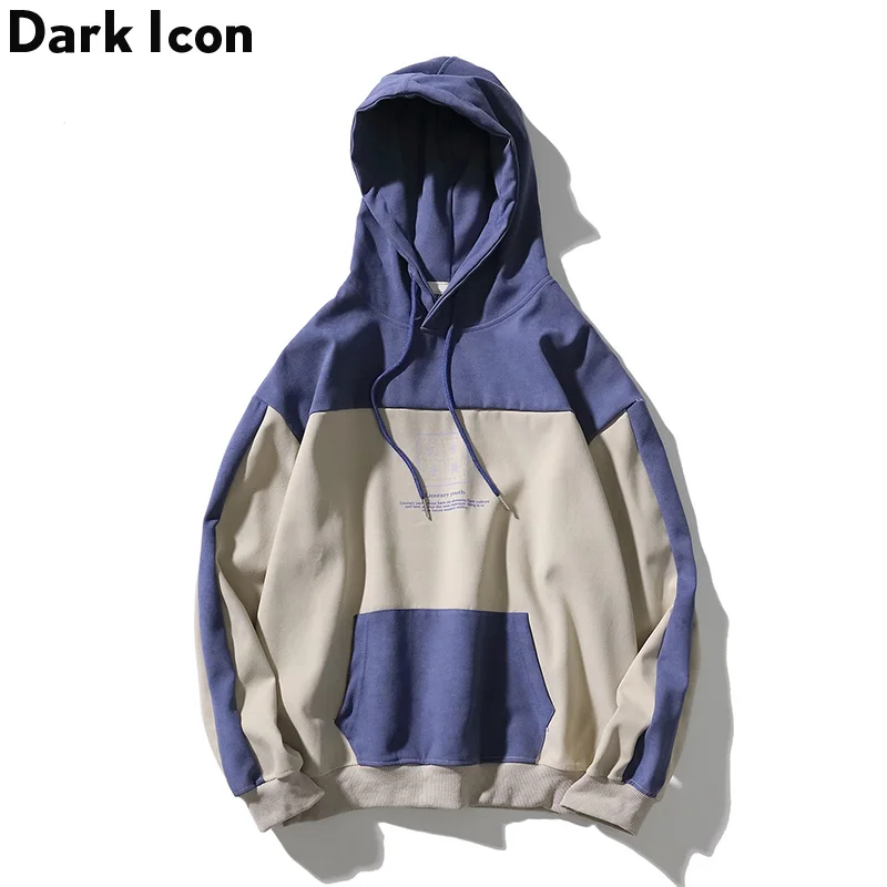 

Dark Icon Color Contrast Patchwork Men’s Hoodies 2019 Autumn Street Hipster Sweatshirts and Hoodies Pullover Hoodie Men