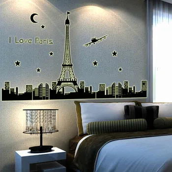 

Luminous Wall Stickers Fluorescent Eiffel Tower Landscape Bedroom Sofa Tv Background Wall Stickers