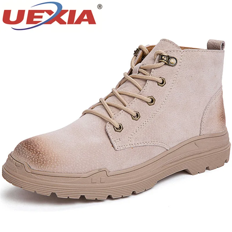 

UEXIA Men Winter plush Keep Warm Military Boots Leather Snow Boots Outdoor Men's Boots Autumn Men Shoes Ankle Boots Size 38-47