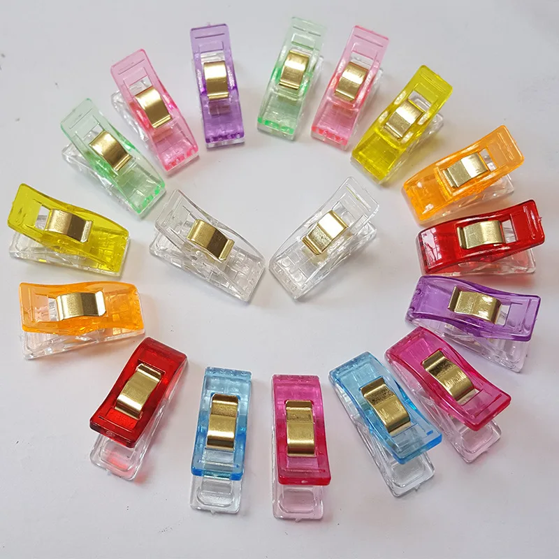 

IBOWS 50 Pcs Sewing positioning Clips Multicolor Plastic Edging Axe Clips Fabric Clamps Patchwork Craft Clothing Accessories
