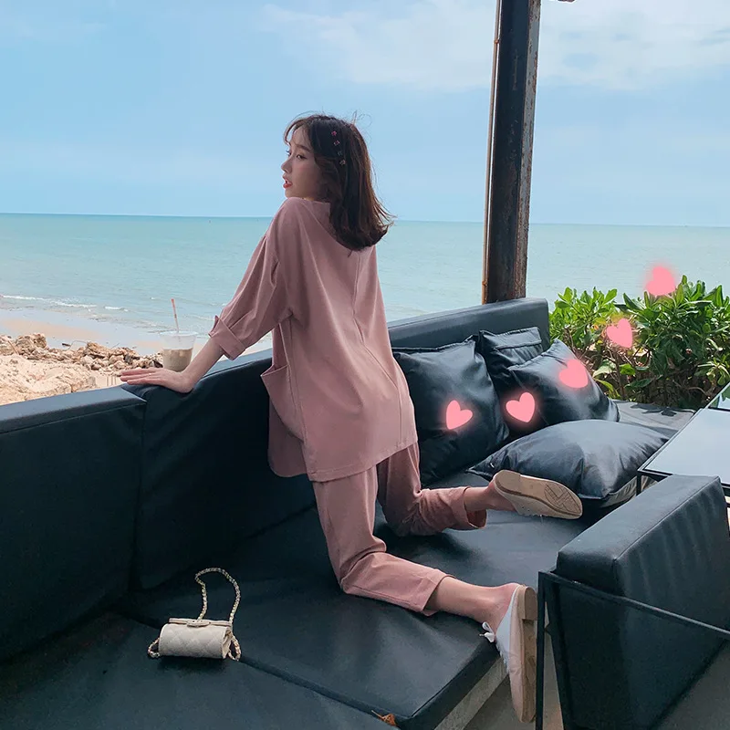 

2019 New Style Thick Suit Capri Pants Drape Set Korean-style Lantern Sleeve Suit Jacket WOMEN'S Suit Autumn