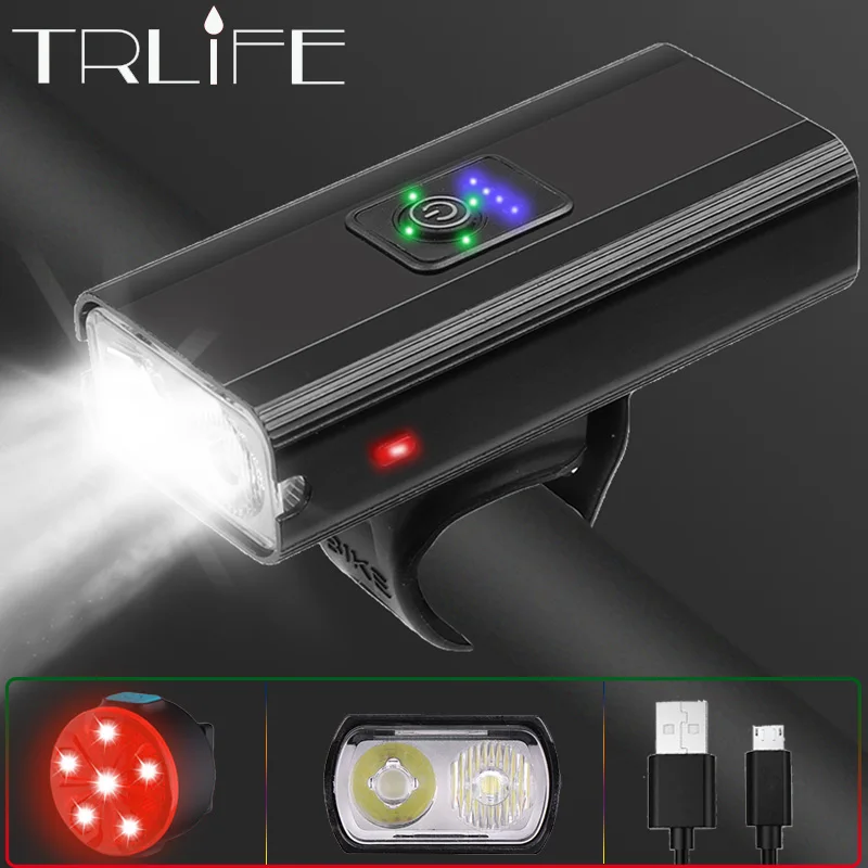 

TRLIFE 4000mAh Bicycle Headlight 1200LM USB Rechargeable MTB 2T6 Bicycle Light Wiht Taillight 3 Mode Led Headlight For Cycling