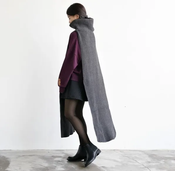 Cena LANMREM 2019 jesienią i zimą nowy sweter z golfem jako kołnierz szalik dwa sposoby sobie moda dzianiny TV873