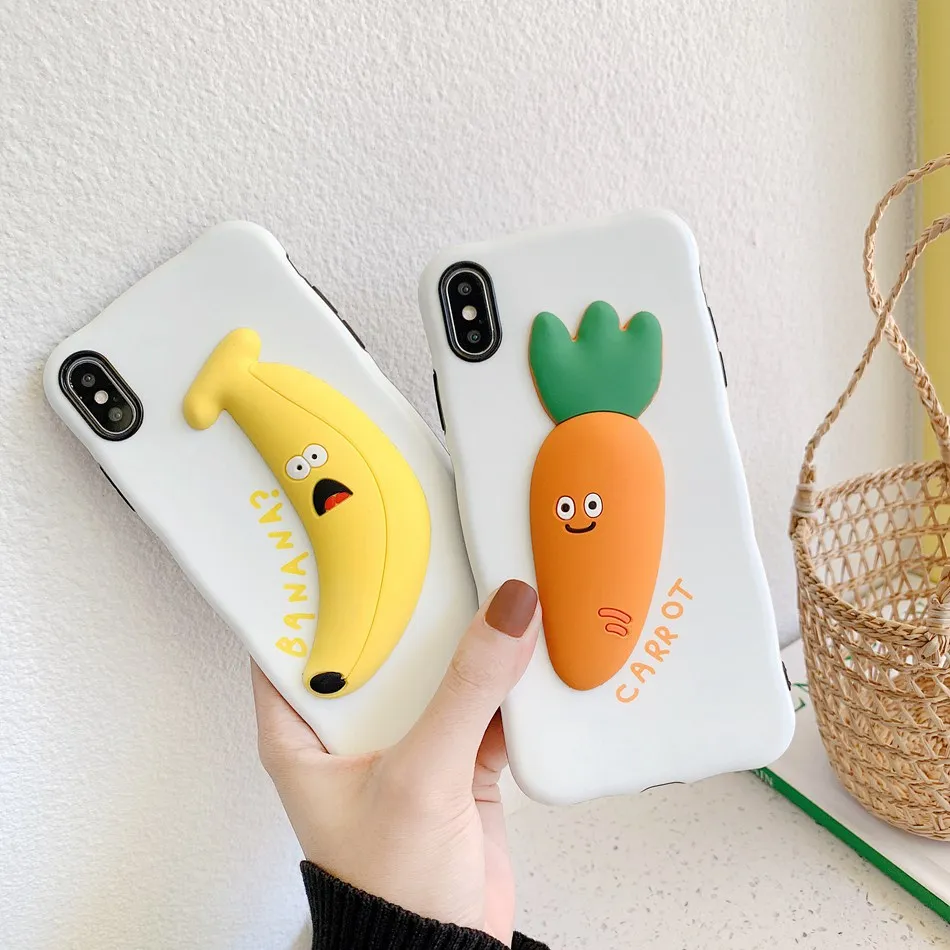 

For iPhone 7 Plus XR X XS Max Case Wavy Three-dimensional Patch Carrot Phone Case For iPhone 8 Plus 6 6s Soft Silicone TPU Cover