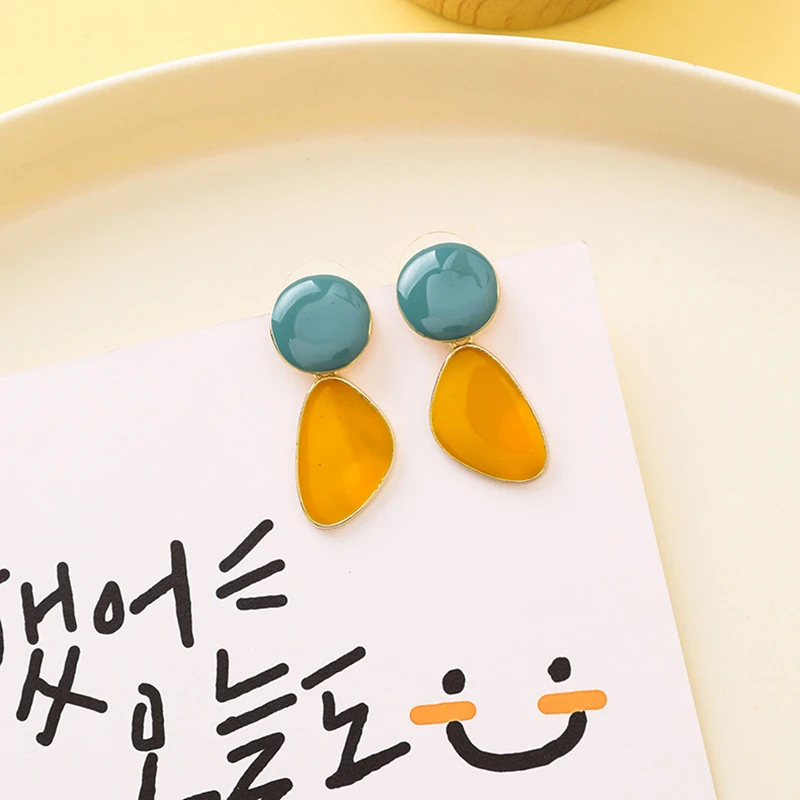 Корейские модные милые летние желтые милые серьги свежие цветные конфеты цветы геометрические кисточки Висячие серьги для девушек ювелирные изделия
