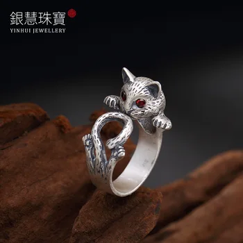 

100% Real cat rings S925 sterling silver rings 925 ring men ring add certificate jade jewelry ring brand