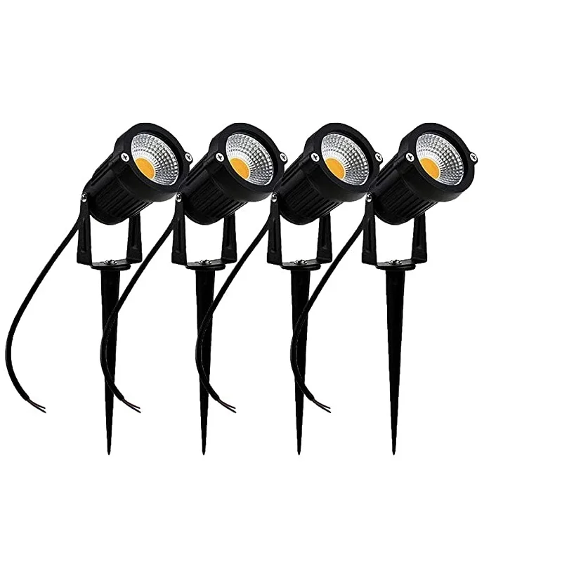 4Pcs/Lot Outdoor Decorative Lamp IP65 Popular Garden Wall Yard Path 5W COB LED Landscape Light  DC12~24V With Spiked Plug Pole