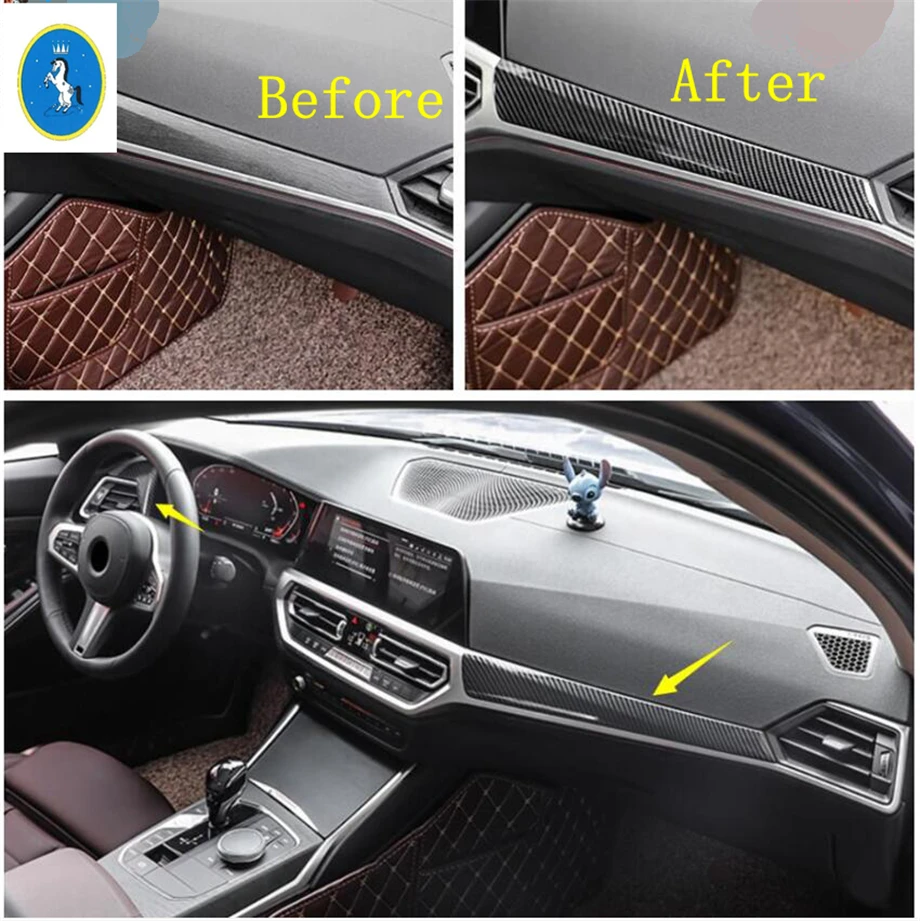 

Yimaautotrims Auto Accessory Central Control Instrument Panel Cover Trim Fit For BMW 3 Series G20 2019 2020 / Carbon Fiber ABS