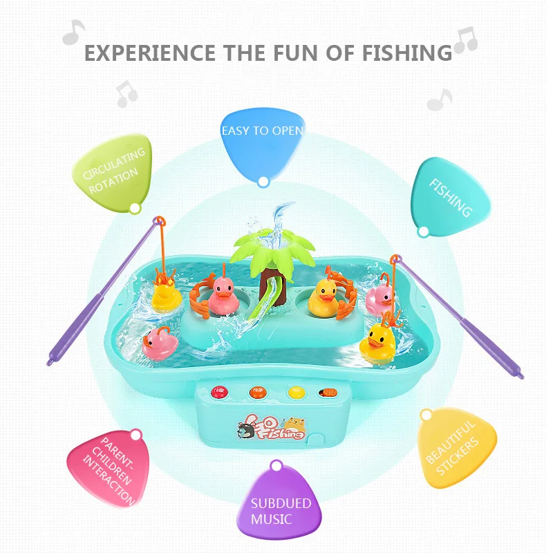 Новые детские игрушки для игры в воде, электрические вращающиеся музыкальные многофункциональные гидродинамический цикл, рыболовные полюсы, игрушки на палочке для детей