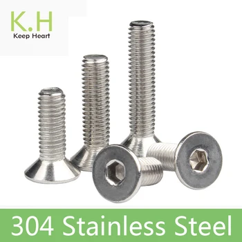 

5/50pcs M2 M2.5 M3 M4 M5 M6 M8 M10 304 Stainless Steel Hexagon Hex Socket Countersunk Screw Flat Head Screw Allen Bolts DIN7991