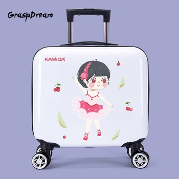 

Children's carry on travel trolley suitcase 16 inch Cartoon rolling luggage universal wheel student boys girls trolley case
