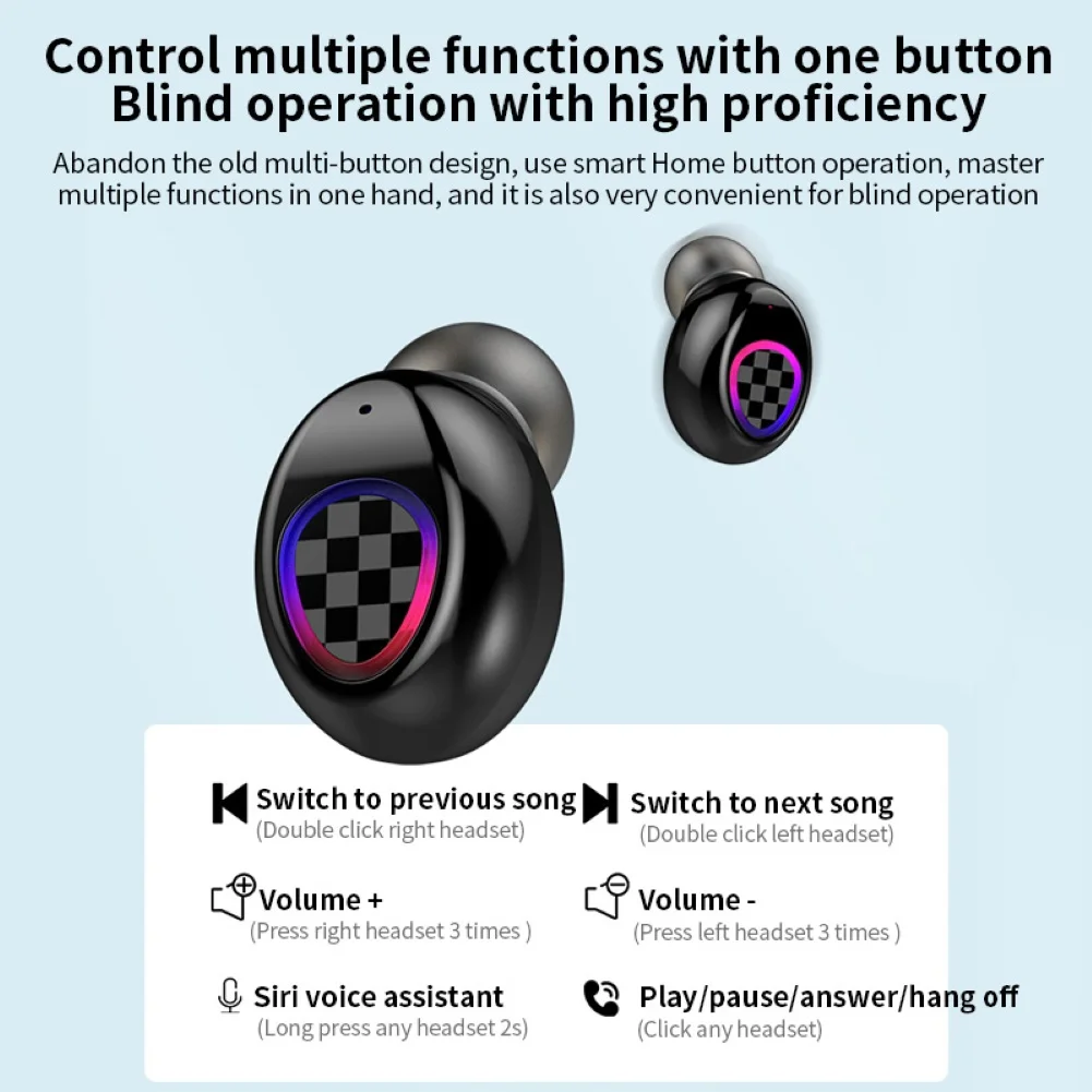 V7 TWS Bluetooth V5 0 Earbuds Wireless Earphones Touch Control Waterproof 6D Stereo Sport Music Headset Portable Charging Box