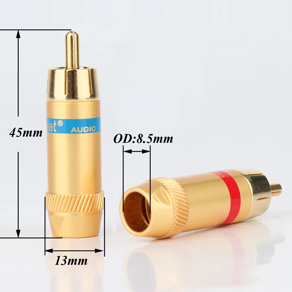4 шт. 24K позолоченный RCA адаптер штекер аудио кабель аудиоразъем паяльный