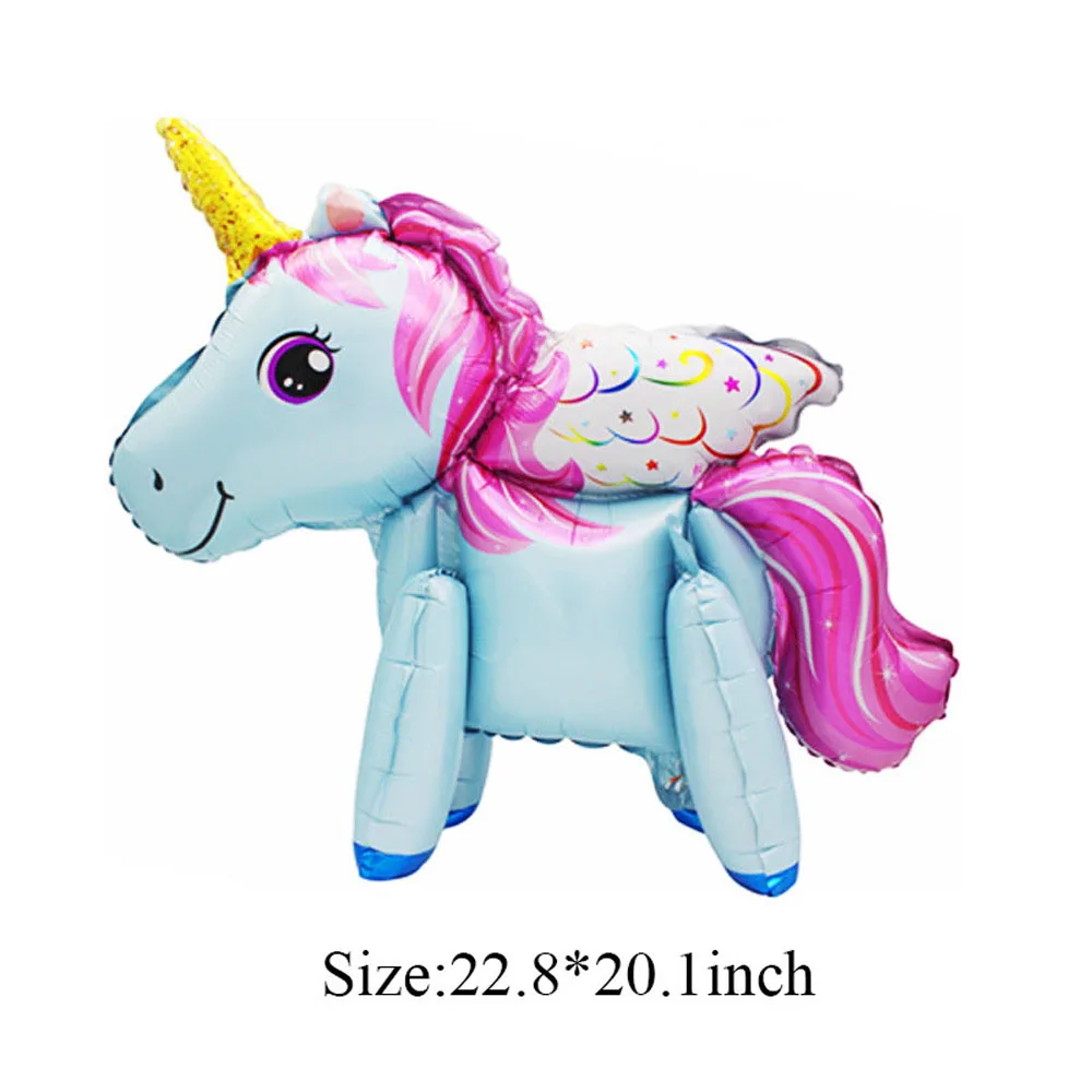 1pc unicorn 4 4D сборные воздушные шары из фольги в виде динозавра, шары в виде единорога для детей на день рождения, вечерние шары в виде животных - Цвет: 1pc unicorn 4