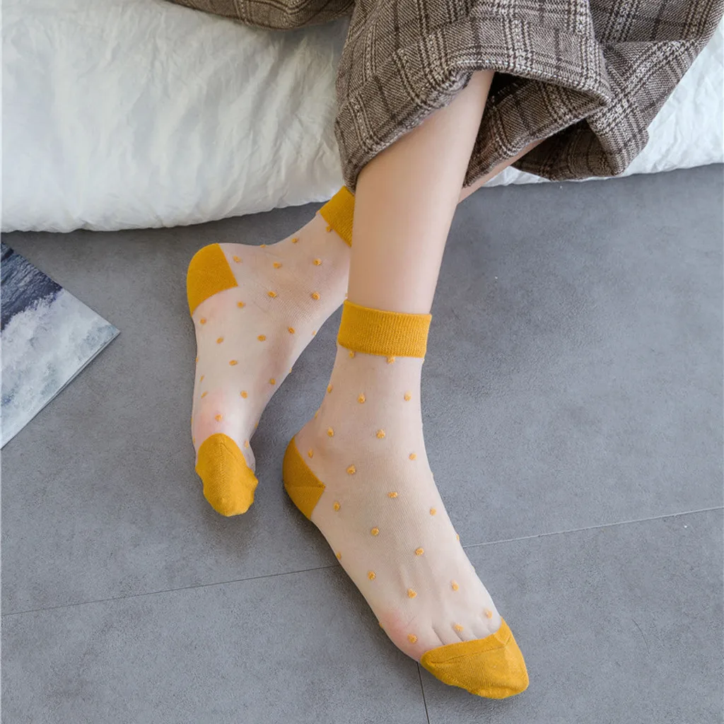 Jaycosin носки повседневные calcetines mujer шелковые в горошек короткие милые подарочные женские носки забавные носки для женщин летние женские носки