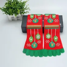 Носки с милым узором, украшенные пятью пальцами, носки с пальцами, рождественские Женские повседневные носки, милые длинные носки унисекс# j8