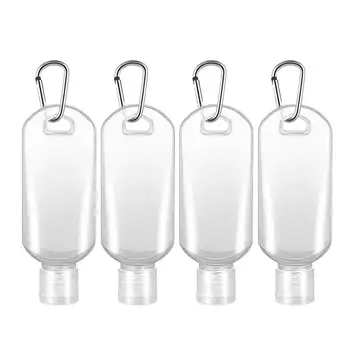 

50ml Refillable Bottle Plastic Carabiner Hook Bottle With Container Travel Portable Bottle Transparent Hand Soap Bottle