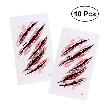 

10PCS Halloween Tattoo Stickers Fake Horror Temporary Scar Stickers Tattoo Decals for Cosplay Halloween