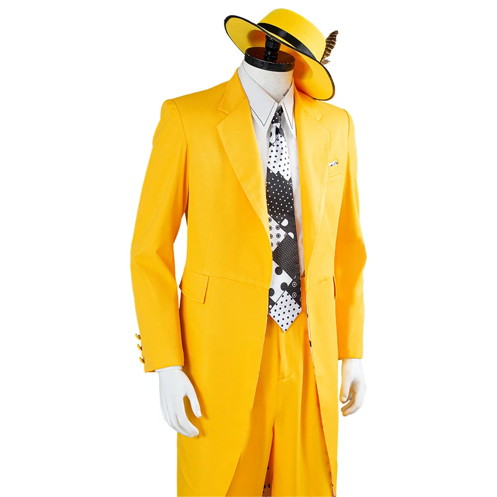 Details about   The Mask Jim Carrey Cosplay Costume Halloween Carnival Yellow Suit Uniform 
