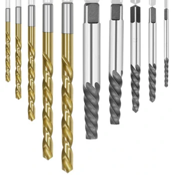 

10pcs/Set Hand Drill Bit Household Broken Damaged Bolt Screw Extractor Metal Box