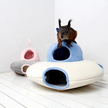 

Winter Warm Cotton Flying Saucer UFO Small Animal Pet Sugar Glider Hanging Hamster Cage Bed Squirrel House Hedgehog Nest Toy