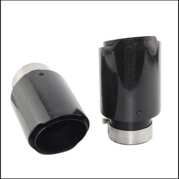 

Car Styling Glossy Carbon Fiber Muffler Tip Exhaust Systems Tail Pipes Stainless Steel Trim twill Straight black