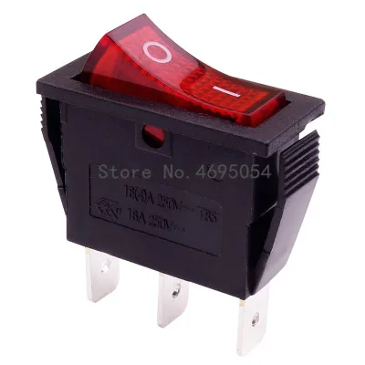 10 шт. кулисный переключатель 15A 250 В 30A 220VAC 3Pin с красным светом KCD3-102/N 15*32 мм