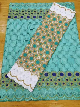 

Beautiful Circular design African Cotton Bazin Riche Lace Fabric 2.5+2.5 swiss voile lace fabric With Stones For Party Dress