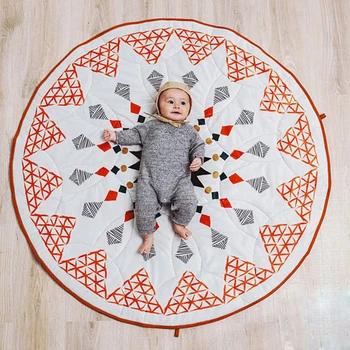 

90cm Kids Play Mat Geometric Pattern Baby Crawling Pad Moroccan Style Floor Mat