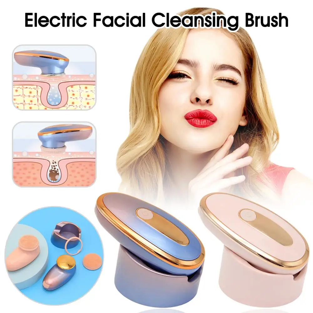 

Heated electric facial brush beauty skin care silicone cleaner facial massager portable facial beauty cleaner