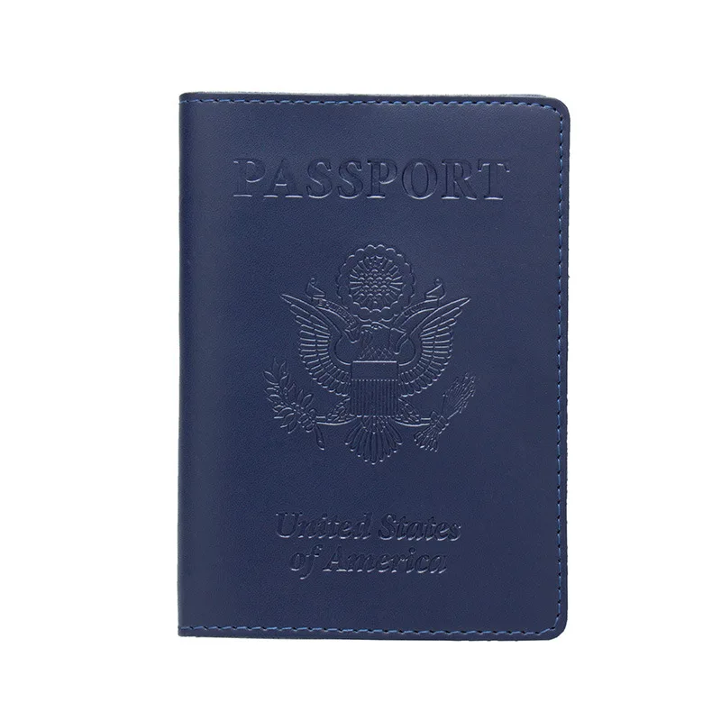

2019 Solid USA Passport Cover Real Cow Genuine Leather Driver License Bag Document Credit Card Holder Purse Wallet for Men Women