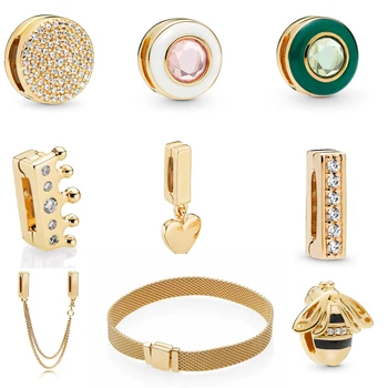 

Free Shipping Authentic 925 Sterling Silver Reflexions Clip Shine Charm Fit Original Pandora Bracelet For Women DIY Jewelry Bead