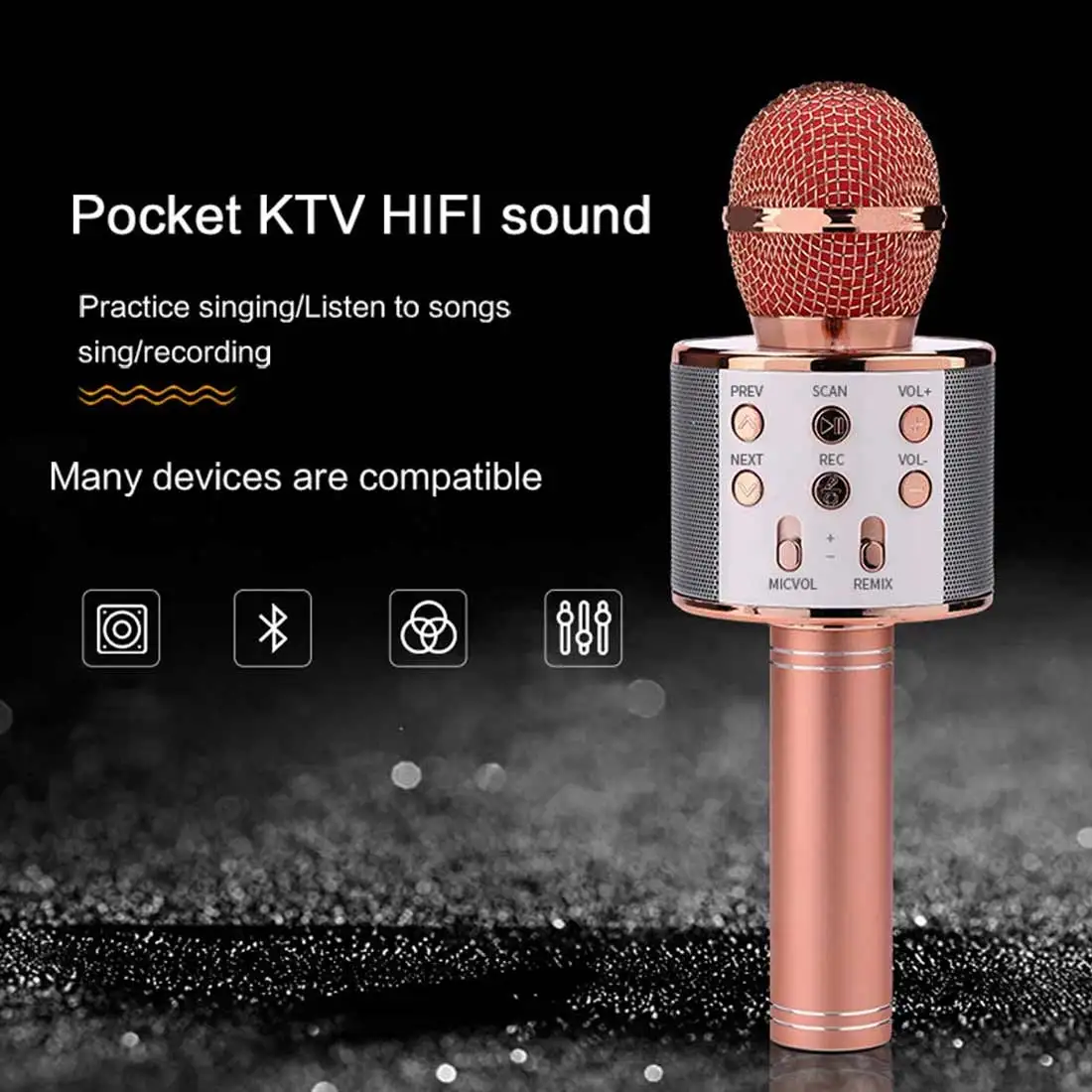 Профессиональный Bluetooth беспроводной микрофон динамик ручной микрофон караоке микрофон музыкальный плеер пение рекордер микрофон KTV
