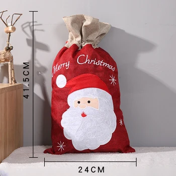 

Christmas Large Gift Bag Snowman Linen Drawstring Bags Candy Pouch 41*24cm Gift Or Candy Storage Bags Hanging Ornaments