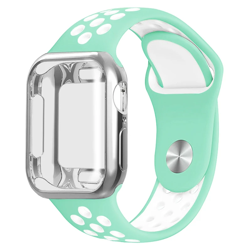 Дышащий силиконовый спортивный ремень Apple Watch 5 4 3 2 1 42 мм 38 мм резиновый ремешок Nike+ Iwatch+ чехол 5 4 3 40 мм 44 мм