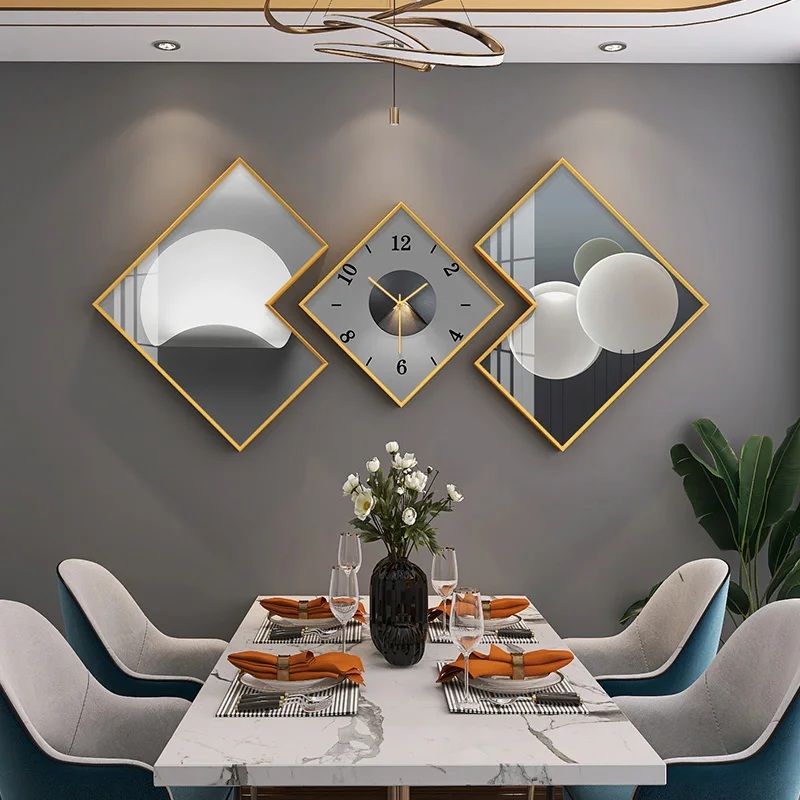 Atmosphere Silent Wall clock Restaurant Rhombus Crystal Porcelain painting Color:Z1019-11;Sheet Size:50cm 30cm 50cm