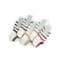 Set Fashion Stripes Hollowed-out Net Cotton Men Casual Low Cut No-show Socks