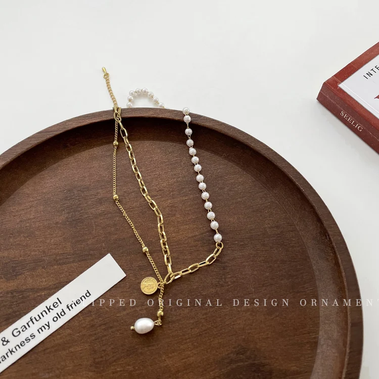 2021 New Korean Fashion Dainty Pearl Necklace For Women Beaded Chain Cute Pearl Pendant Choker Vintage Jewelry On The Neck