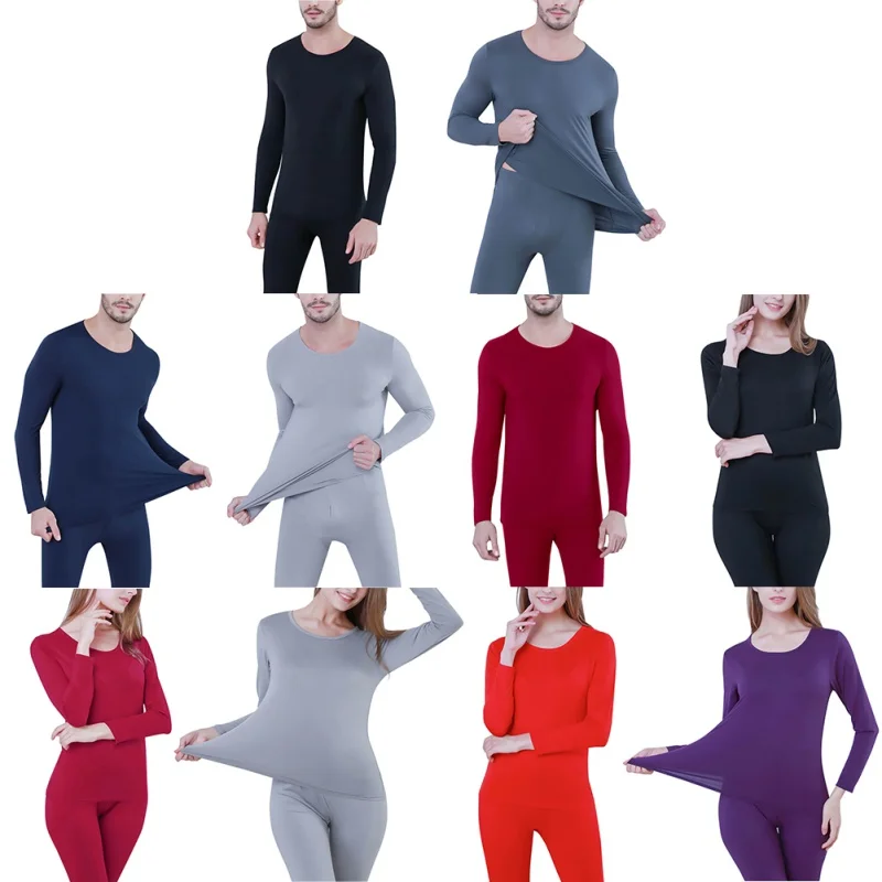 

Modal Thermal Long Johns Underwear Set Tops+Pants Women's Men Winter Shaping Body Clothing Solid Color Soft Underwear New