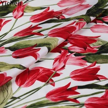 Красное эластичное атласное платье Ципао с принтом, шелковая эластичная атласная одежда