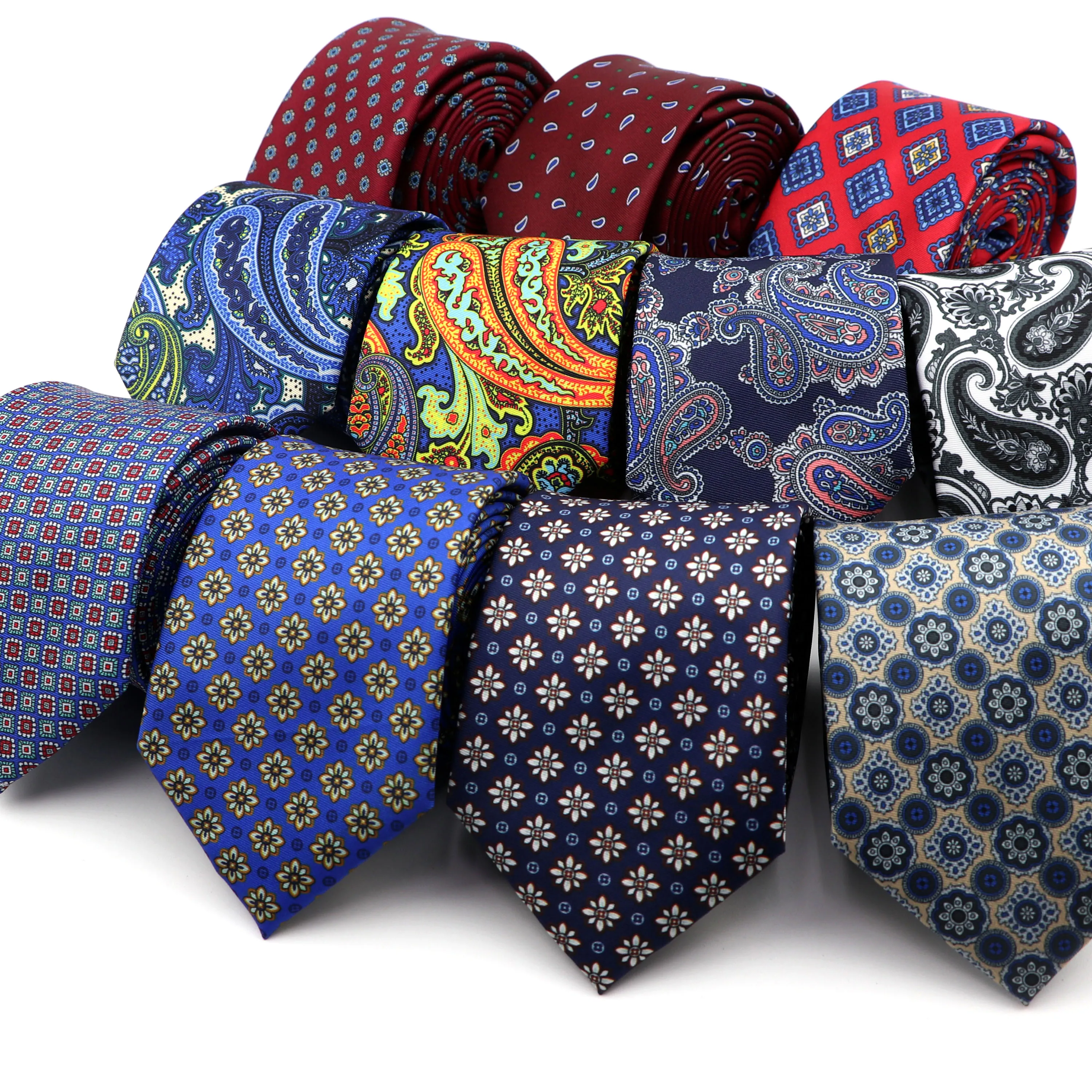 Silk Touch Vintage Polyester Tie Print 7cm Luxury Floral Necktie Plaid Dot Paisley Cravat Banquet Suit Tuxedo Gift For Men Daily |