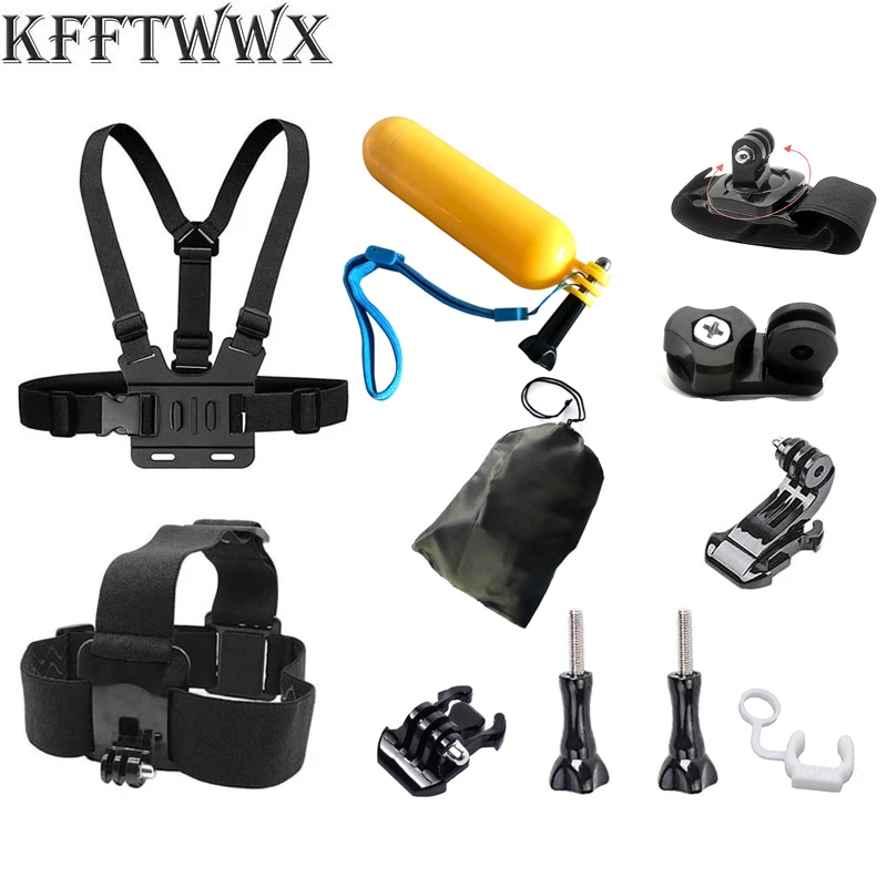 

KFFTWWX for Gopro Hero 10 9 8 7 6 5 4 Accessories Kit Black Chest Strap Floaty Bobber Mount for Yi 4K for SJCAM for Eken Camer