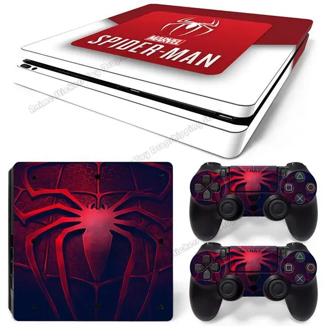 Disney PVC Skin Sticker PS4 Slim Game Console Full Body Marvel Spiderman Cartoon Gamepad Cover for Controller Decal Accessories TN-PS4Slim-2008
